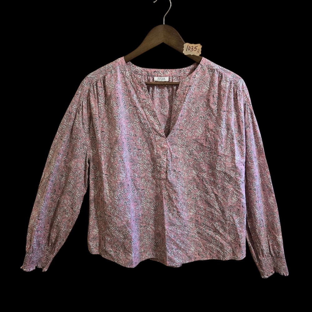 a n a Women's Blose SZ M Longsleeve Pink Button-Down‎ Bohemian Peasant